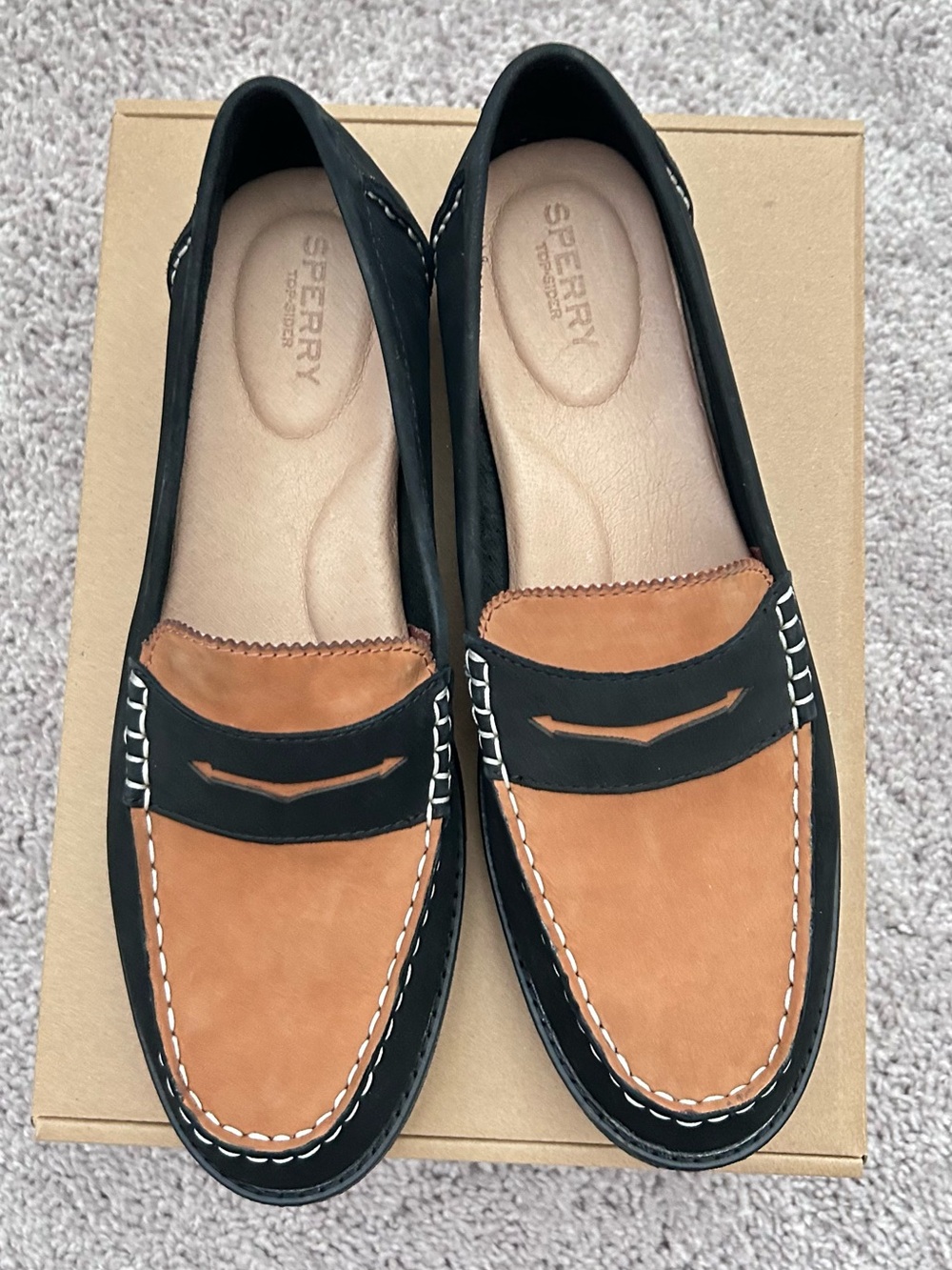 Sperry Two-Tone Brown and Black Penny Loafers marked 10 but 10.5s - Picture 5 of 8